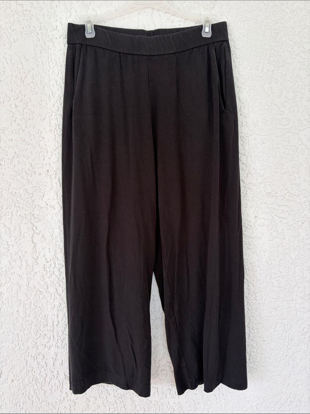 Eileen Fisher Black Wide-Leg ankle Pull-On Trousers size PM